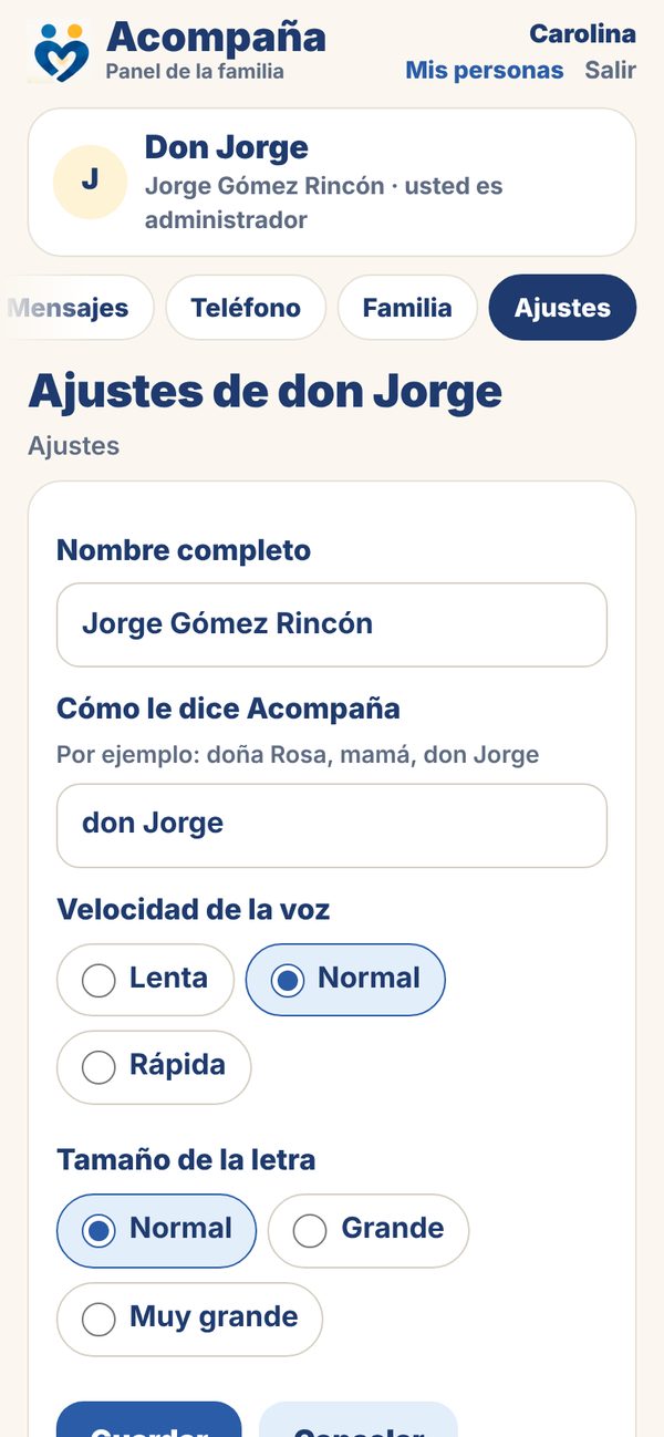 Ajustes: velocidad de la voz y tamaño de la letra