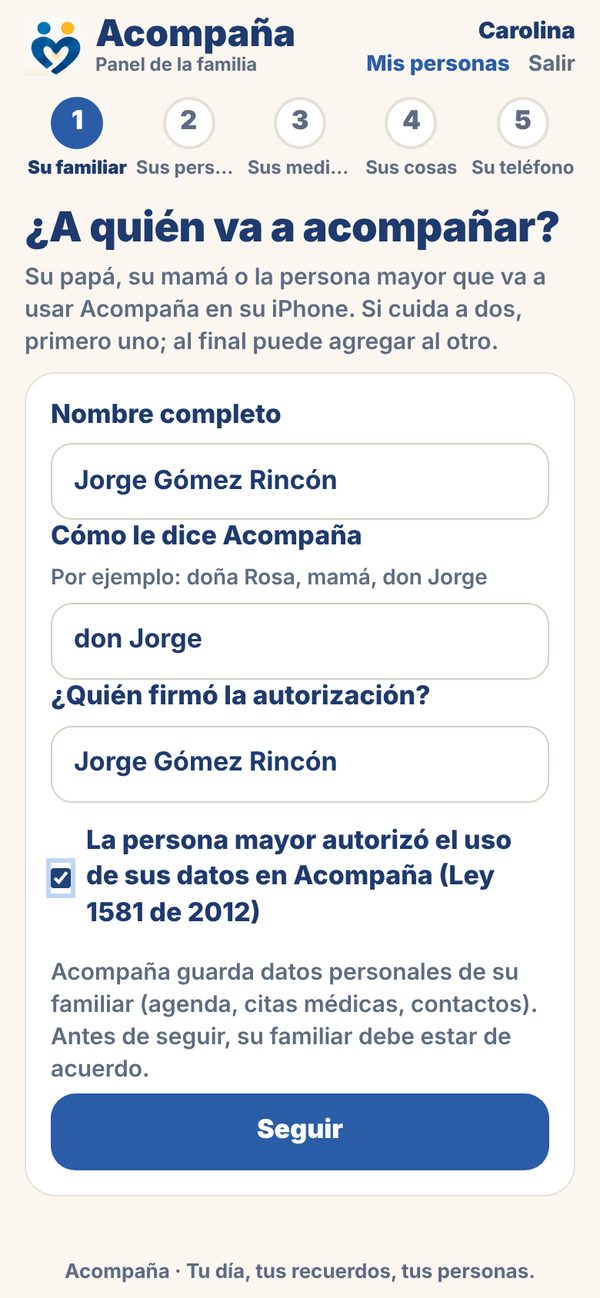 Formulario para registrar a la persona mayor