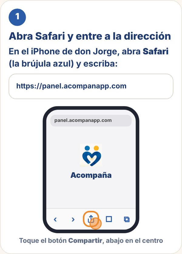 Guía de instalación: abrir Safari y entrar a la dirección